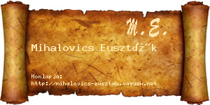 Mihalovics Euszták névjegykártya